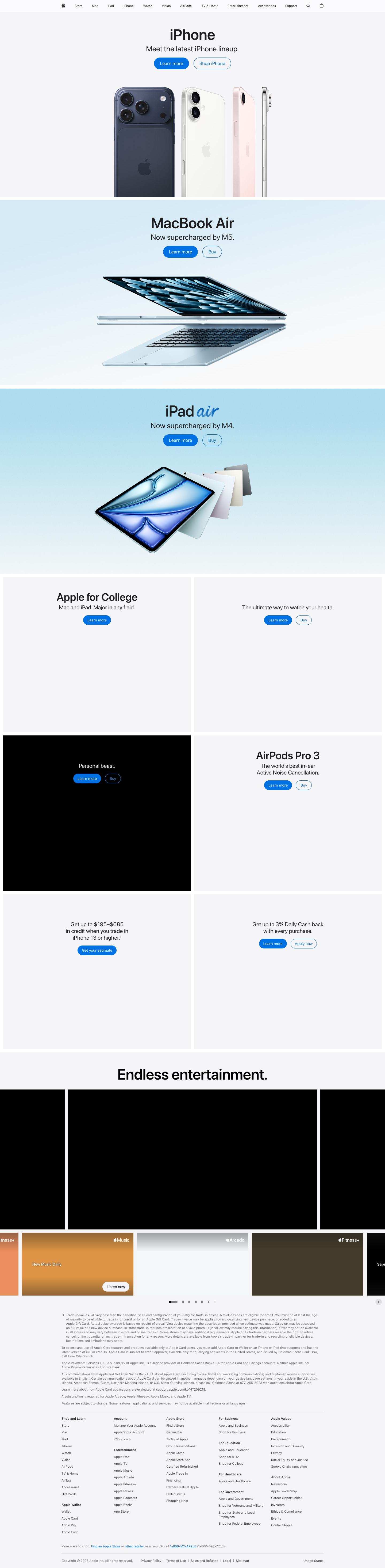 Apple homepage full