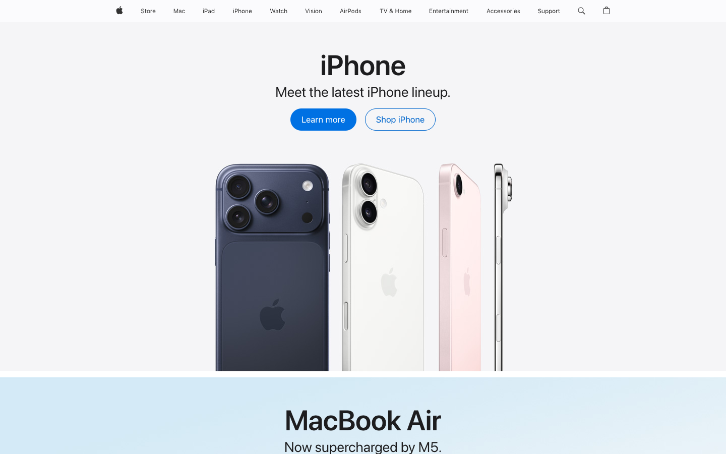 Apple homepage hero