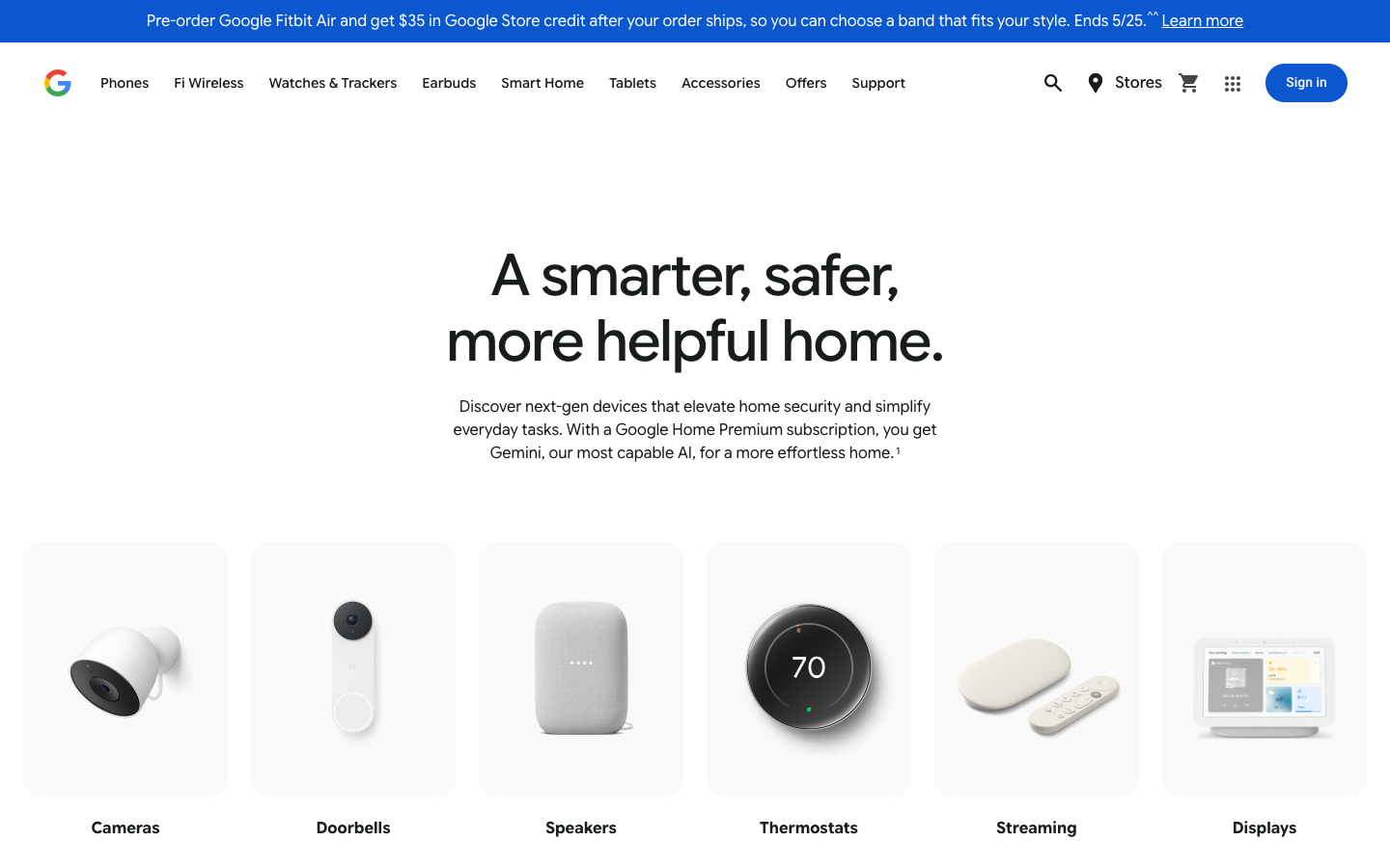 Google Nest homepage hero